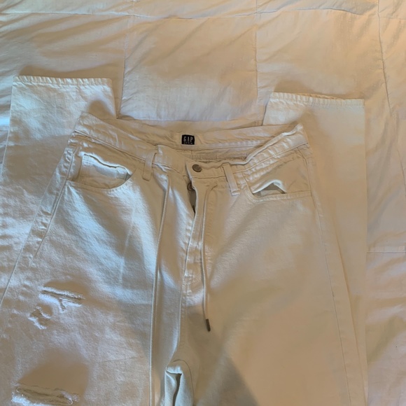 GAP Denim Boyfriend Paper Bag Drawstring Relaxed Fit Jeans - Picture 10 of 12